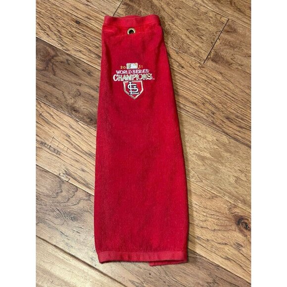 St Louis Cardinals 2011 World Series Championship Tri Fold Towel Red Embroidered - Picture 1 of 8